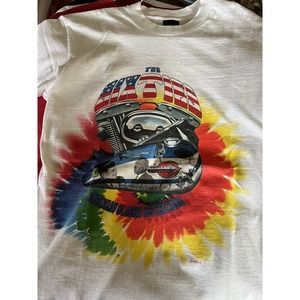 Harley Davison Vintage 90s The Sixties Tee JFK MLK Nasa Woodstock Tie Dye Tee M